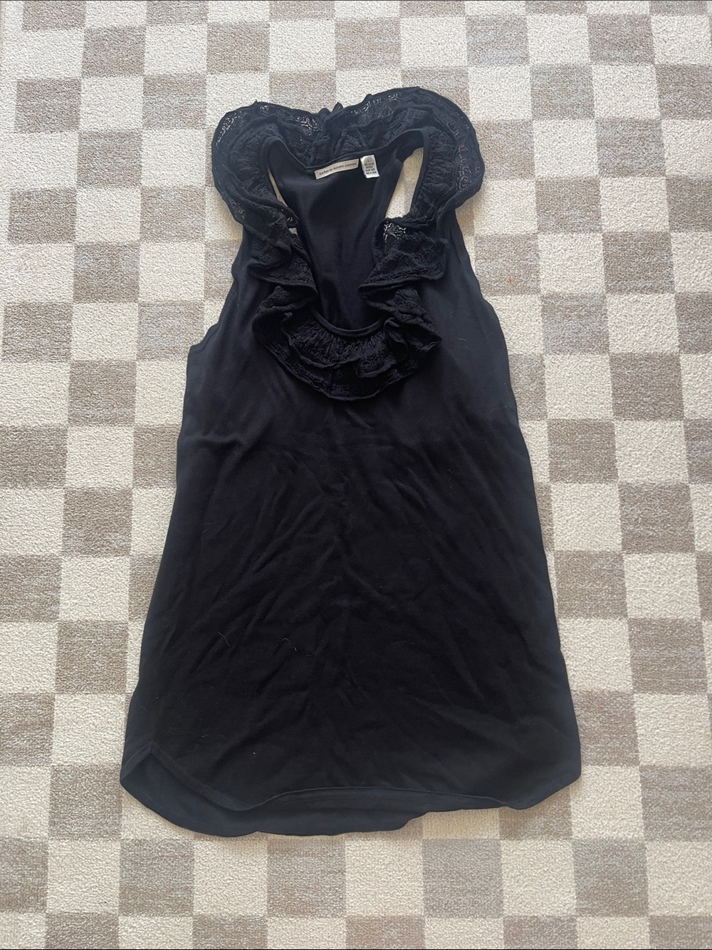 Autumn Cashmere Black Lace-Trim Cotton Tank